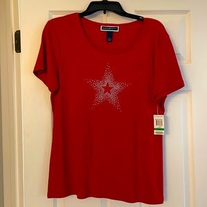 3 Karen Scott Tops Set Red White and blue 2 NWT 1 NWOT Retail 68.00 Size Large